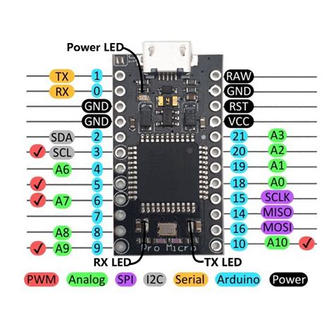 Pro Micro Board Atmega32u4 Au For Arduino Black