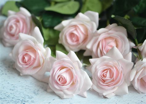 Pale Pink Real Touch Silk Roses Diy Silk Bridal Bouquets Etsy Uk