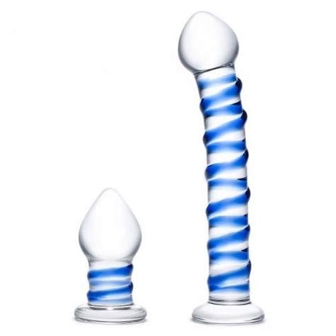 Glas Double Penetration Glass Swirly Dildo And Butt Plug Set Sex Toys And Adult Novelties Adult