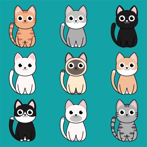 Premium Vector Different Cartoon Cat Characters Set