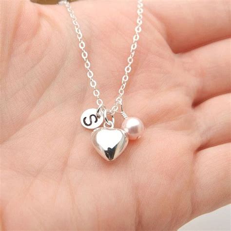 Sterling Silver Heart Necklace Personalized Necklace Bridesmaid T