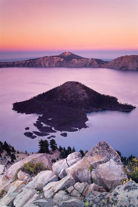Wizard Island At Crater Lake National Park In Oregon Crater Lake