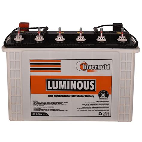 Luminous Invergold Tall Tubular Battery 150ah12v White And Black