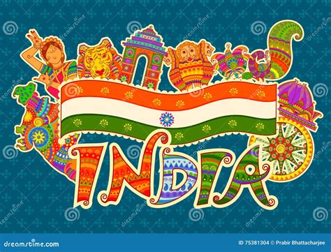 Monument And Culture Of India In Indian Art Style Stock Vector Illustration Of Ethnic