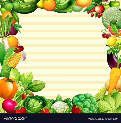 Frame Design With Vegetables And Fruits Royalty Free Vector Fruit