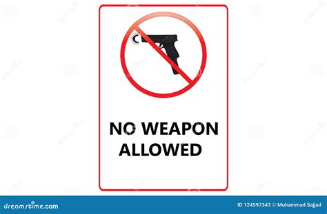 No Gun Allowed Sign No Weapons Allowed Red Logo Sign Stock Vector