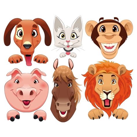 Animal Faces Collection Vector Free Download