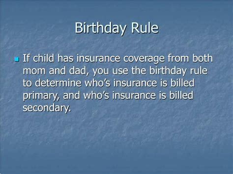 The parent whose birthday is first in a calendar year (birthday rule). PPT - Basic Dental Insurance Coding and Billing PowerPoint Presentation - ID:6476885