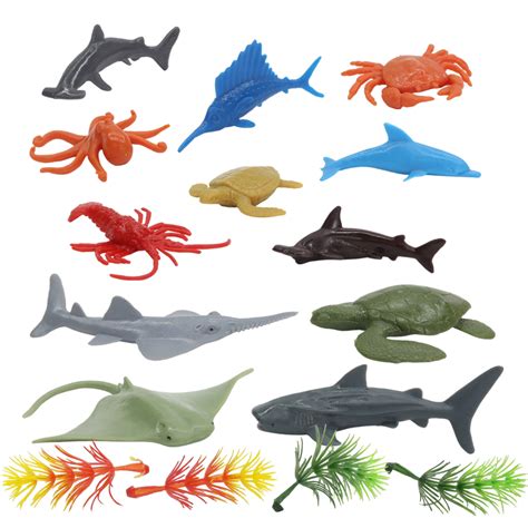 Mini Sea Life Figure Set Plastic Solid Ocean Animal Toy With Glass