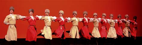 Dancing Circassian Men In Traditional Wear Costumes Of Europe Culture