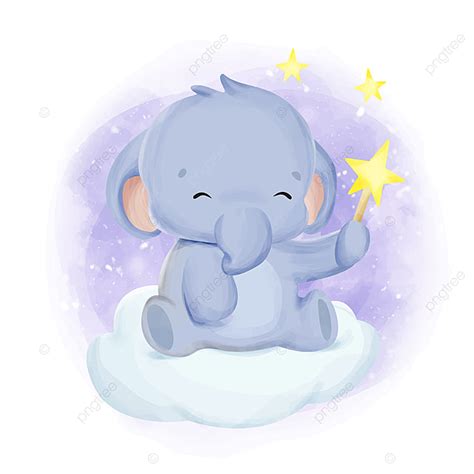Watercolor Baby Elephant Vector Design Images Baby Elephant Playing