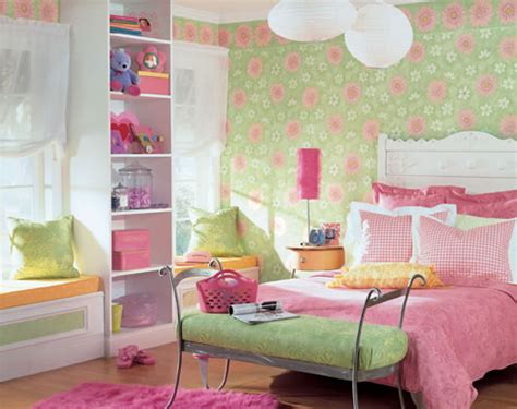 Girls Bedroom Wallpaper Shared Girls Bedroom With Floral Wallpaper