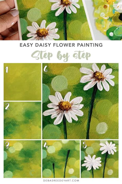 Easy Daisy Flower Painting Spring Landscape Debasree Dey Art