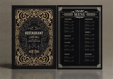 Vintage Restaurant Menu Layout With Ornaments On Behance