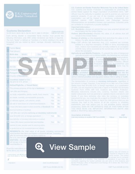 Cbp Form 6059b Customs Declaration Fillable Pdf Formswift