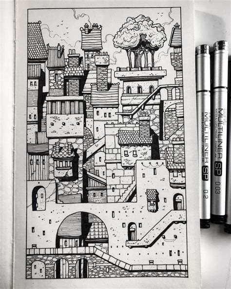 Drawings Doodles And Design — Sketchbook Cityscape Completed This