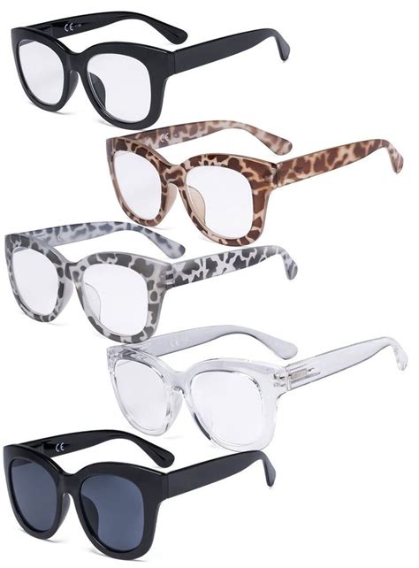 5 Pack Oversized Reading Glasses Retro Readers For Women Reading 225