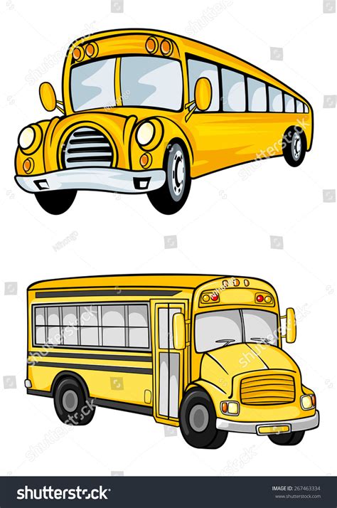 Cartoon Yellow School Buses Traditional Black Stock Vector Royalty