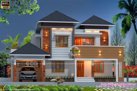 2574 Sq Ft 4 Bedroom Sloping Roof Home Design Kerala Home Design And