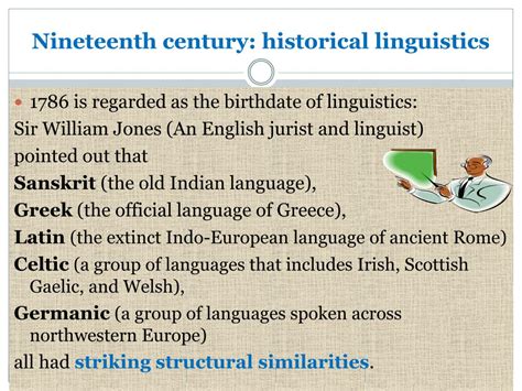 Ppt Nineteenth Century Historical Linguistics Powerpoint