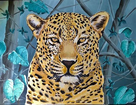 Leopards Face Print Or Original Painting Etsy Leopard Face Paint