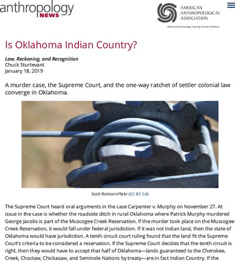 Is Oklahoma Indian Country Sturtevant 2019 Anthropology News