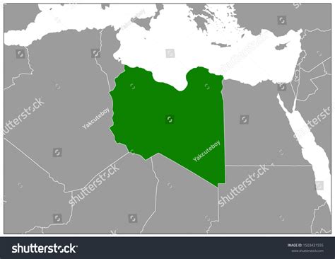 Libya Arab Jamahiriya Map On Gray Base Green Royalty Free Stock Photo