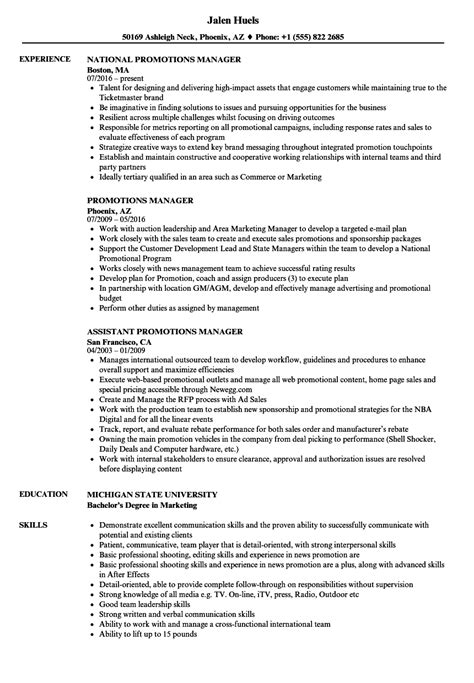 Promotion Cv Example Example Promotion