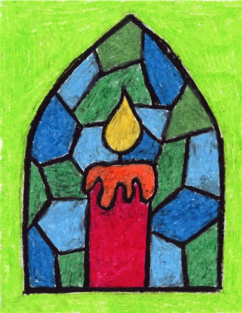 Stained Glass Candle Drawing · Art Projects For Kids