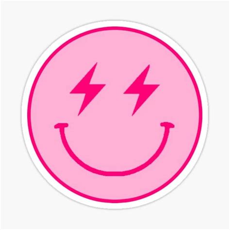 Pink Smiley Face Sticker Etsy