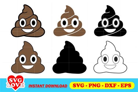 Digital Cut File Vector Svg Instant Download Emoji Svg Poop Cricut