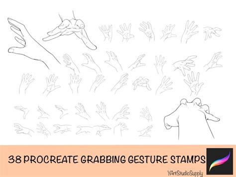 38 Grabbing Pose Hand Gesture Guide Stamps Different Angle Etsy