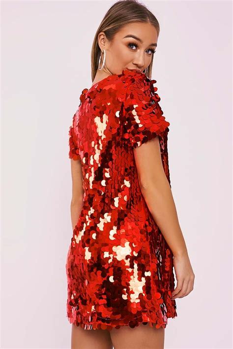Red Sequin T Shirt Dress In The Style Ireland