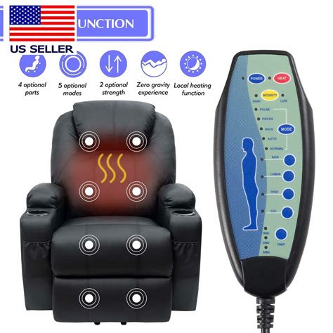 recliner chair power lift 5 massage mood heating function w remote large seat ebay