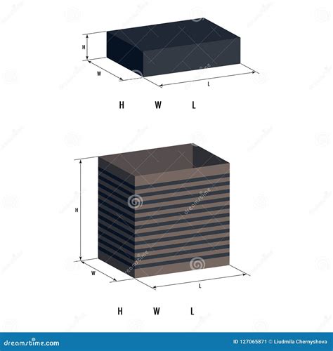 Length Width Height Measurement Example Scheme Vector Illustration