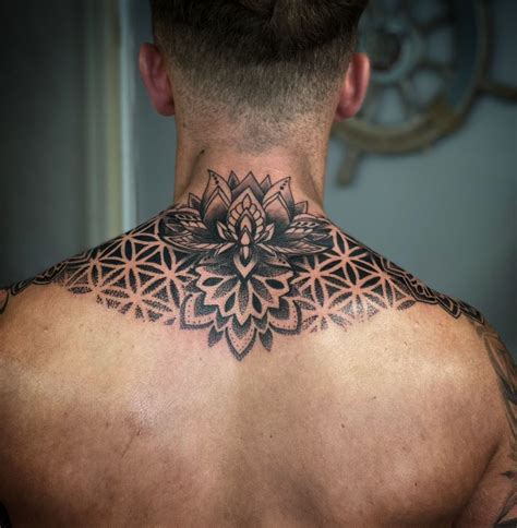 Geometric Throat Tattoo Mandala Chest Tattoo Geometric Tattoo Chest