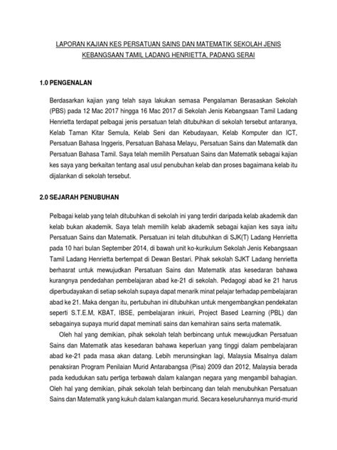 Contoh Laporan Akhir Kajian Kes Sejarah