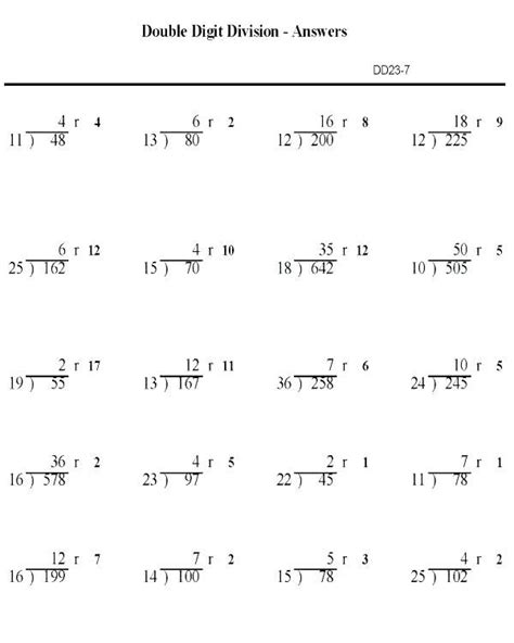 Long Division Worksheets With Answers Pdf