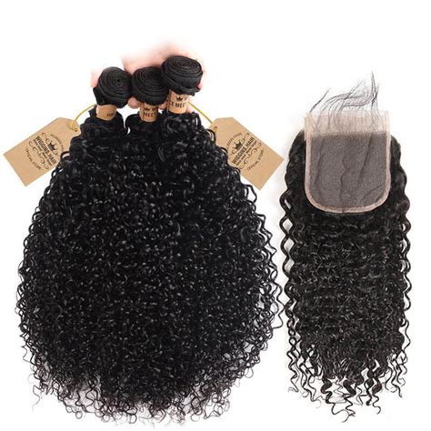 Best Peruvian Curly Hair Products 3pc Curly Weaves With Closures 4×4