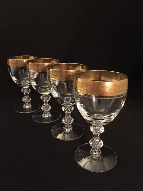 Tiffin Franciscan Westchester Set Of 4 Gold Encrusted Wine Etsy