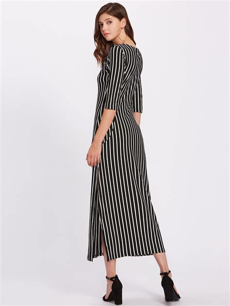 Vertical Striped Split Hem Dress Sheinsheinside