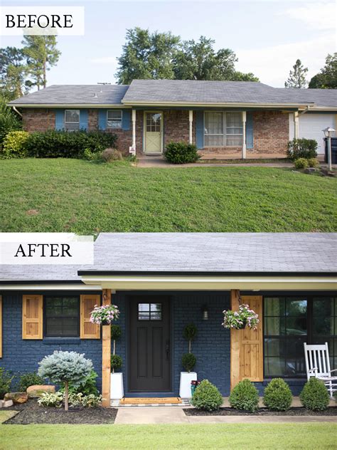 Painted Brick Ranch Style Homes Before And After Brick Ranch Brick