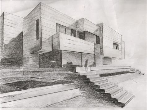 This Two Point Perspective Piece Uses Effective Shading To Describe The