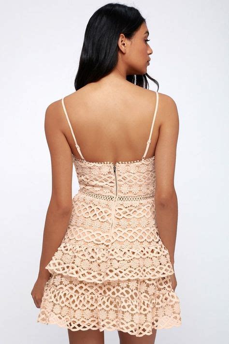 Beauty And Lace Pale Blush Crochet Lace Mini Dress Cute Casual Dresses Crochet Lace Casual