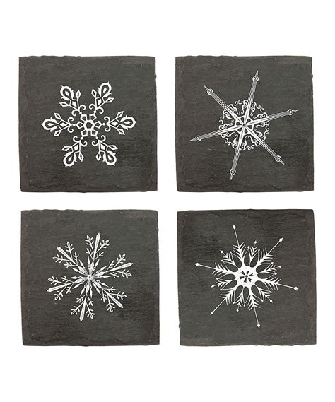 Snowflake Slate Coaster Set Diy Inspiration Slate Coasters Holiday