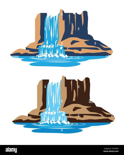Stylized Vector Illustration Waterfalls Stock Vector Image And Art Alamy