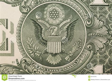 A One Dollar Bill Close Up Showing The Eagle On The Great Seal Of The