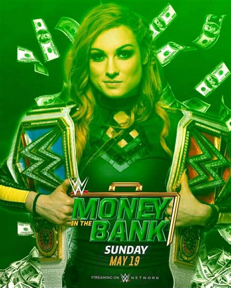 wwe money in the bank poster with an image of a woman holding up her arms