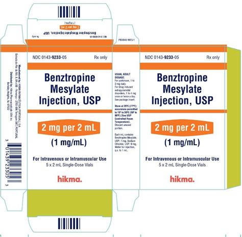 Benztropine Injection Package Insert