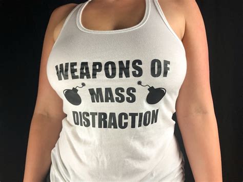 big boobs shirt tank top busty funny weapons of mass etsy